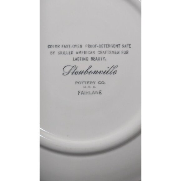 Steubenville Fairlane Oval Dinner Plate Pink Blue Floral Design Vintage Pottery - Picture 11 of 11